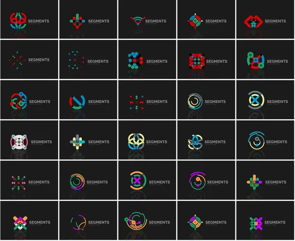 Conjunto de logotipos abstractos lineales y formas de remolino. Emblema de la empresa, icono de negocio — Vector de stock