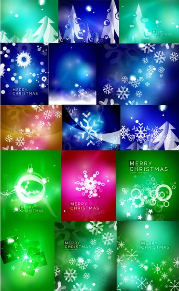 Mega-Set glänzender Weihnachtskarten — Stockvektor