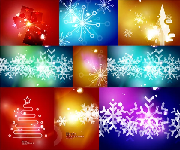 Mega conjunto de cartões de Natal brilhantes —  Vetores de Stock