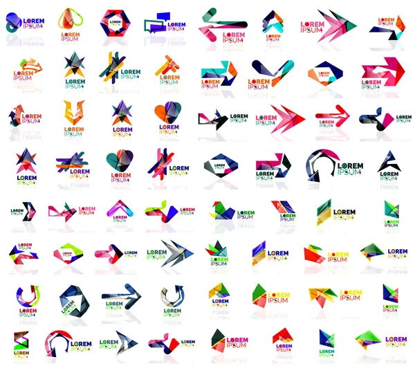 Mega zestaw papier logo abstrakcyjne kształty geometryczne — Wektor stockowy