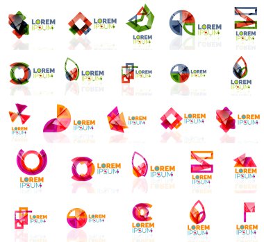 Renkli soyut origami logoları koleksiyonu