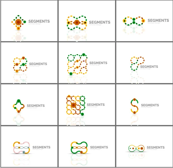 Ensemble de logos abstraits linéaires et de formes tourbillonnantes. Emblème de l'entreprise, icône d'affaires — Image vectorielle