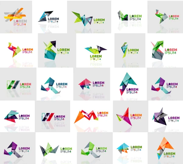 Collection of colorful abstract origami logos — Stock Vector