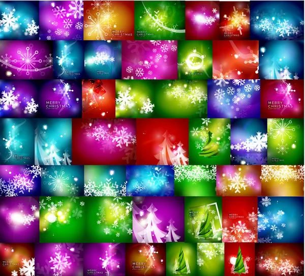 Mega ensemble de cartes de Noël brillantes — Image vectorielle