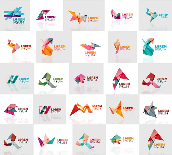 Collectie van kleurrijke abstracte origami logo 's — Stockvector