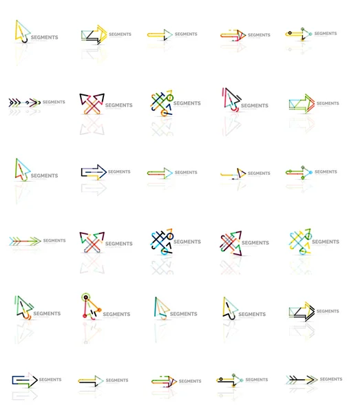 Reihe linearer Pfeil-Symbole, Design mit dünner Linie — Stockvektor