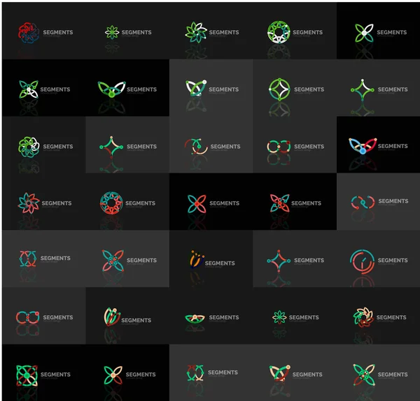 Streszczenie kolekcja wektor logo firmy. Zbiór cienka linia projekt streszczenie logotypy. Uniwersalne pojęcia marki — Wektor stockowy
