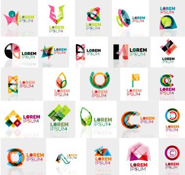 Renkli soyut origami logoları koleksiyonu