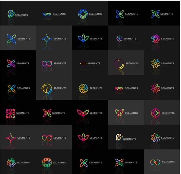 Abstraktní kolekce vektorové logo společnosti. Sada tenká linie designu abstraktní logotypů. Univerzální značky pojmy — Stockový vektor