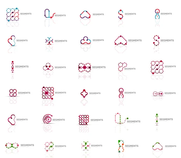 Набор векторных линейных логотипов, геометрических абстрактных символов, элегантных иконок — стоковый вектор