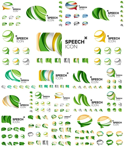 Conjunto de ícones de bolha de fala, design de estilo de formas sobrepostas —  Vetores de Stock