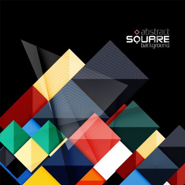 Siyah parlak renkli kareler. Geometrik arka plan