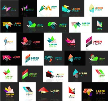 Üçgen geometrik şekiller, soyut logoları ayarla