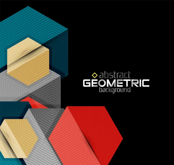 Vektorfarbe geometrische Formen auf schwarzem Hintergrund — Stockvektor