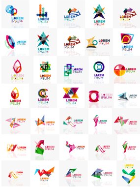 Mega kağıt logo soyut geometrik şekilleri ayarla