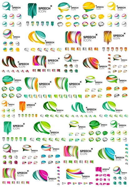 Conjunto de ícones de bolha de fala, design de estilo de formas sobrepostas — Vetor de Stock