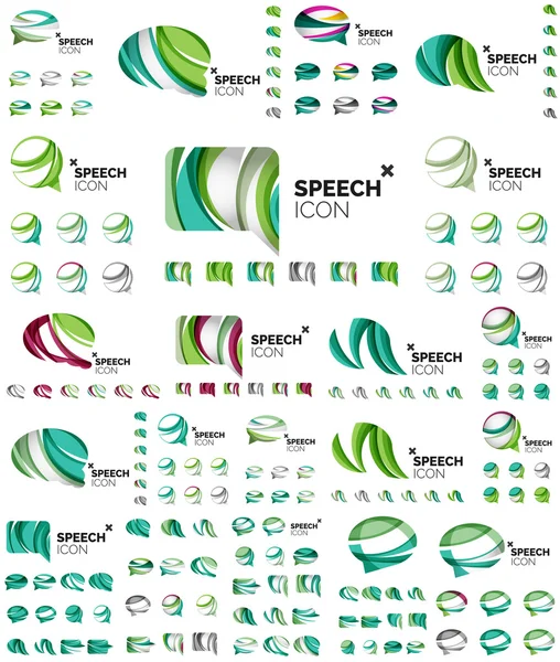 연설 거품 아이콘 설정, 중복 도형 스타일 디자인 — 스톡 벡터