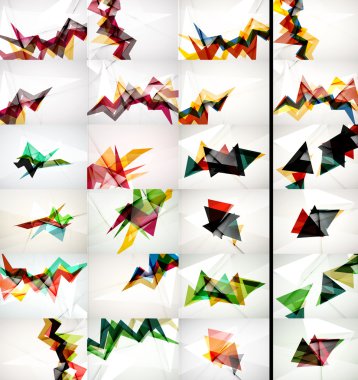 Üçgen tasarım geometrik soyut arka planlar, origami Stil kümesi