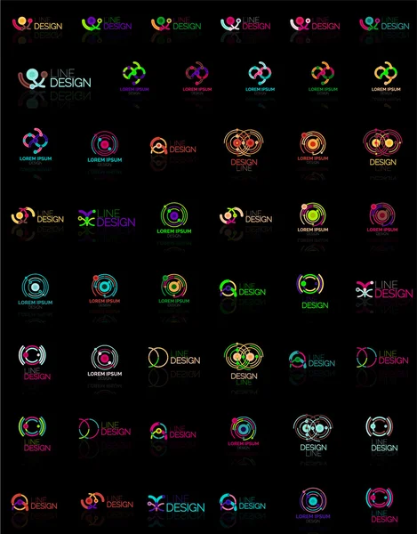 Мега набір різнокольорових логотипів вихорів і кола, концепції циклу нескінченності — стоковий вектор