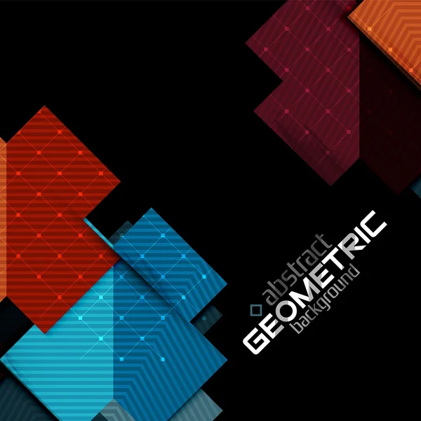 Formas geométricas coloridas con textura en negro. Plantilla de diseño abstracto futurista moderno — Archivo Imágenes Vectoriales