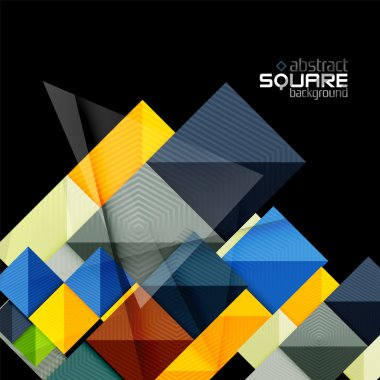Siyah parlak renkli kareler. Geometrik arka plan
