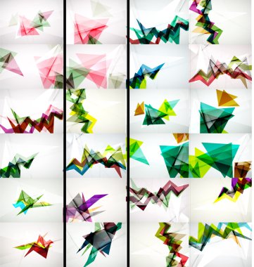 Üçgen tasarım geometrik soyut arka planlar, origami Stil kümesi