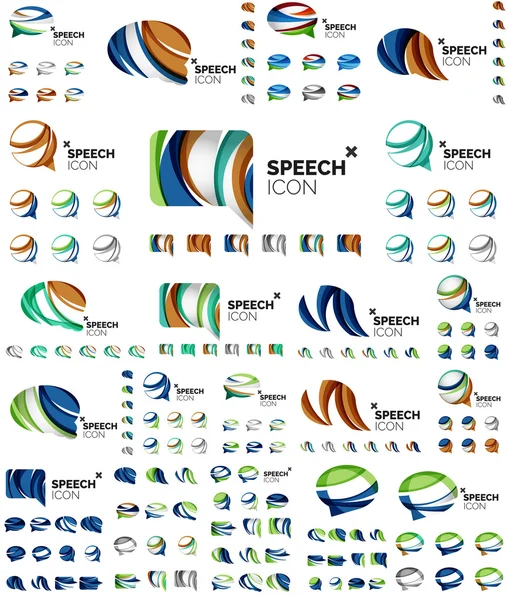 Conjunto de ícones de bolha de fala, design de estilo de formas sobrepostas —  Vetores de Stock