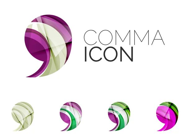 Satz abstrakter Komma-Symbole, Konzepte für Firmenlogos, sauberes modernes geometrisches Design — Stockvektor