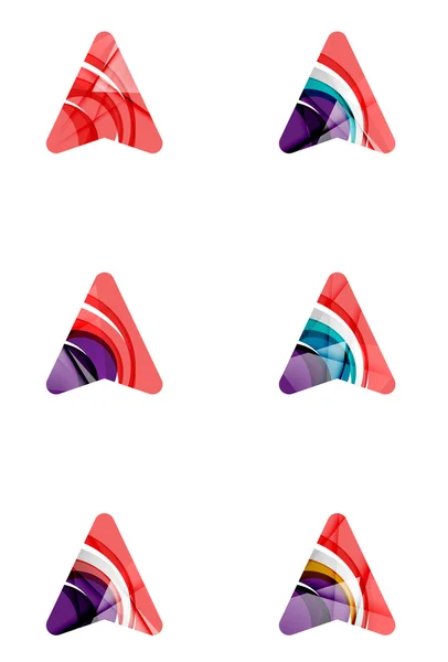 Set van abstracte richtingspijl icons, logo gps bedrijfsconcepten, schoon moderne geometrisch ontwerp — Stockvector