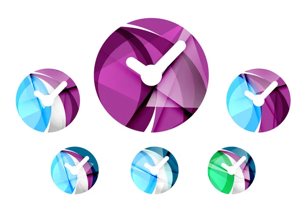 Reihe abstrakter Uhrensymbole, Konzepte für Firmenlogos, sauberes, modernes geometrisches Design — Stockvektor