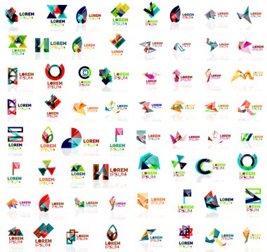 Mega kağıt logo soyut geometrik şekilleri ayarla