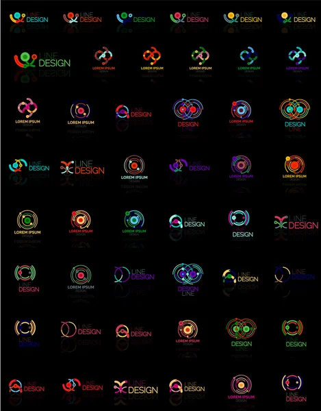 Mega conjunto de logotipos de círculo y remolino multicolor, conceptos de infinito de ciclo de bucle — Vector de stock