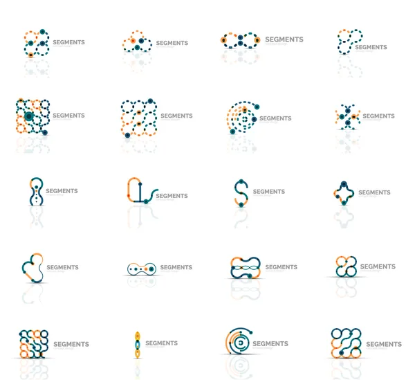 Esquema remolino y círculo conjunto de logotipo geométrico abstracto mínimo — Archivo Imágenes Vectoriales