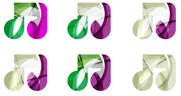 Conjunto de ícone de nota de música abstrata, conceitos de logotipo de negócios, design geométrico moderno limpo — Vetor de Stock