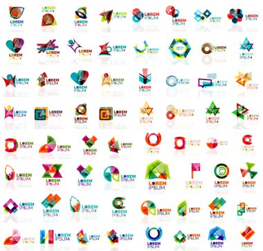 Mega kağıt logo soyut geometrik şekilleri ayarla