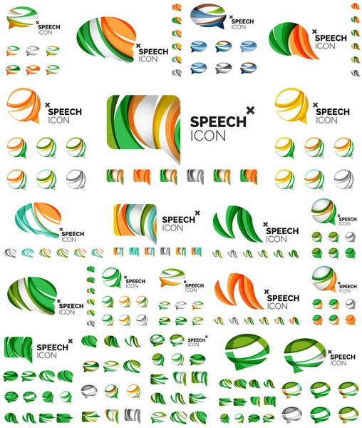 연설 거품 아이콘 설정, 중복 도형 스타일 디자인 — 스톡 벡터