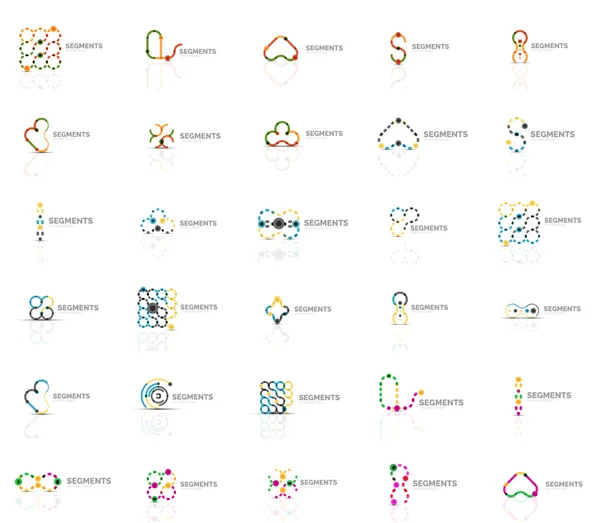 Conjunto de logotipos lineares vetoriais, símbolos abstratos geométricos, ícones elegantes — Vetor de Stock