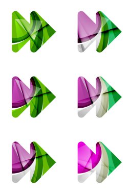 Soyut ileri kümesi oyun ok simgesi, iş logo kavramları, temiz modern geometrik tasarım