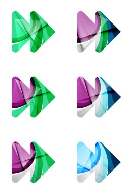 Soyut ileri kümesi oyun ok simgesi, iş logo kavramları, temiz modern geometrik tasarım