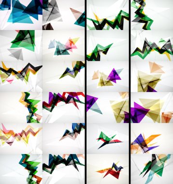 Üçgen tasarım geometrik soyut arka planlar, origami Stil kümesi