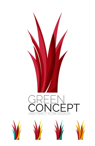 Set eko abstrak ikon tanaman, bisnis logotype alam konsep hijau, desain geometris bersih modern - Stok Vektor