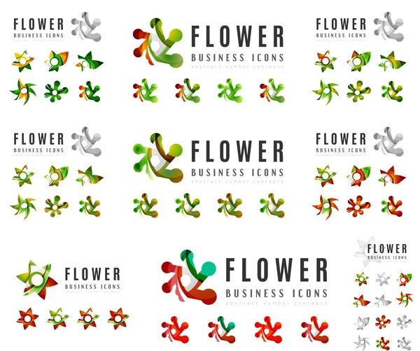 Conjunto de diseños de logotipo de la empresa, iconos de concepto de floración de flores — Archivo Imágenes Vectoriales