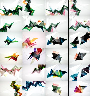 Üçgen tasarım geometrik soyut arka planlar, origami Stil kümesi