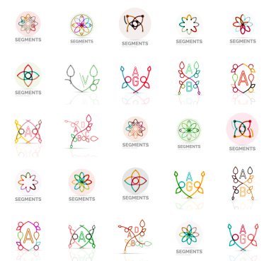 Doğrusal soyut logolar, harfler, swirls