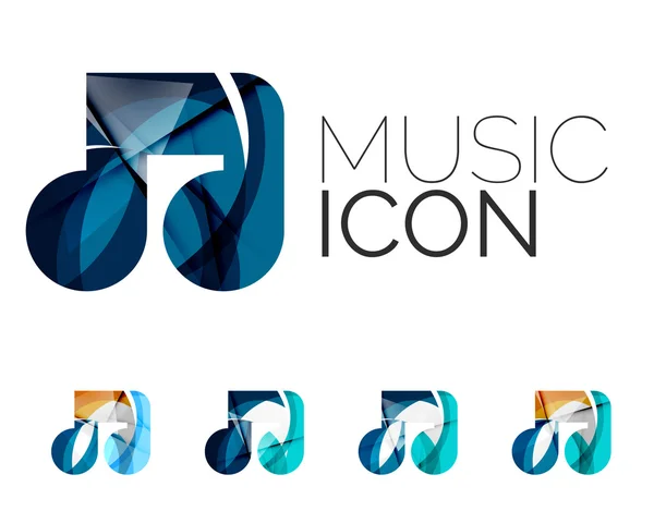 Conjunto de iconos abstractos de notas musicales, conceptos de logotipos empresariales, diseño geométrico moderno y limpio — Archivo Imágenes Vectoriales