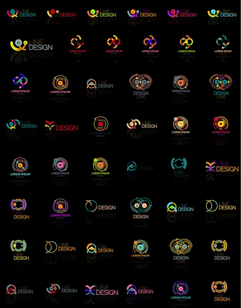 Mega σύνολο πολύχρωμα στροβιλισμού και κύκλο λογότυπα, βρόχου κύκλου άπειρο έννοιες — Διανυσματικό Αρχείο