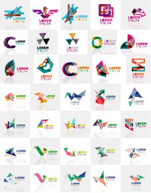 Renkli soyut origami logoları koleksiyonu