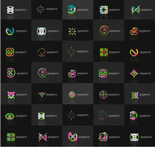 Ensemble de logotypes linéaires vectoriels, symboles abstraits géométriques, icônes élégantes — Image vectorielle
