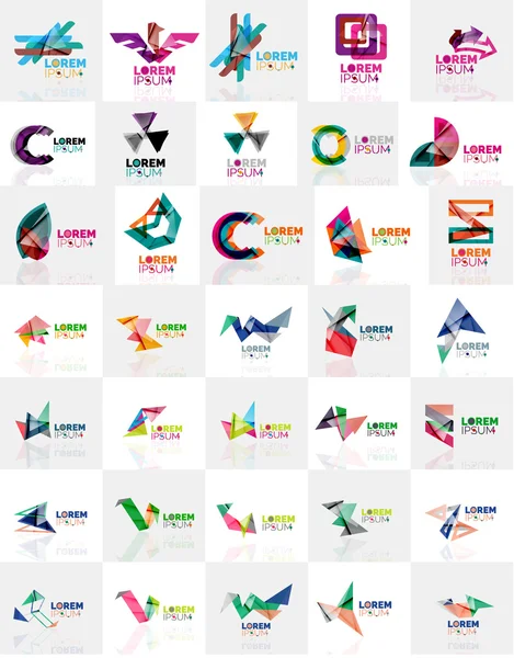 Sammlung von bunten abstrakten Origami-Logos — Stockvektor