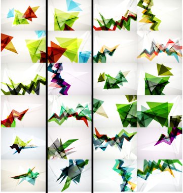 Üçgen tasarım geometrik soyut arka planlar, origami Stil kümesi